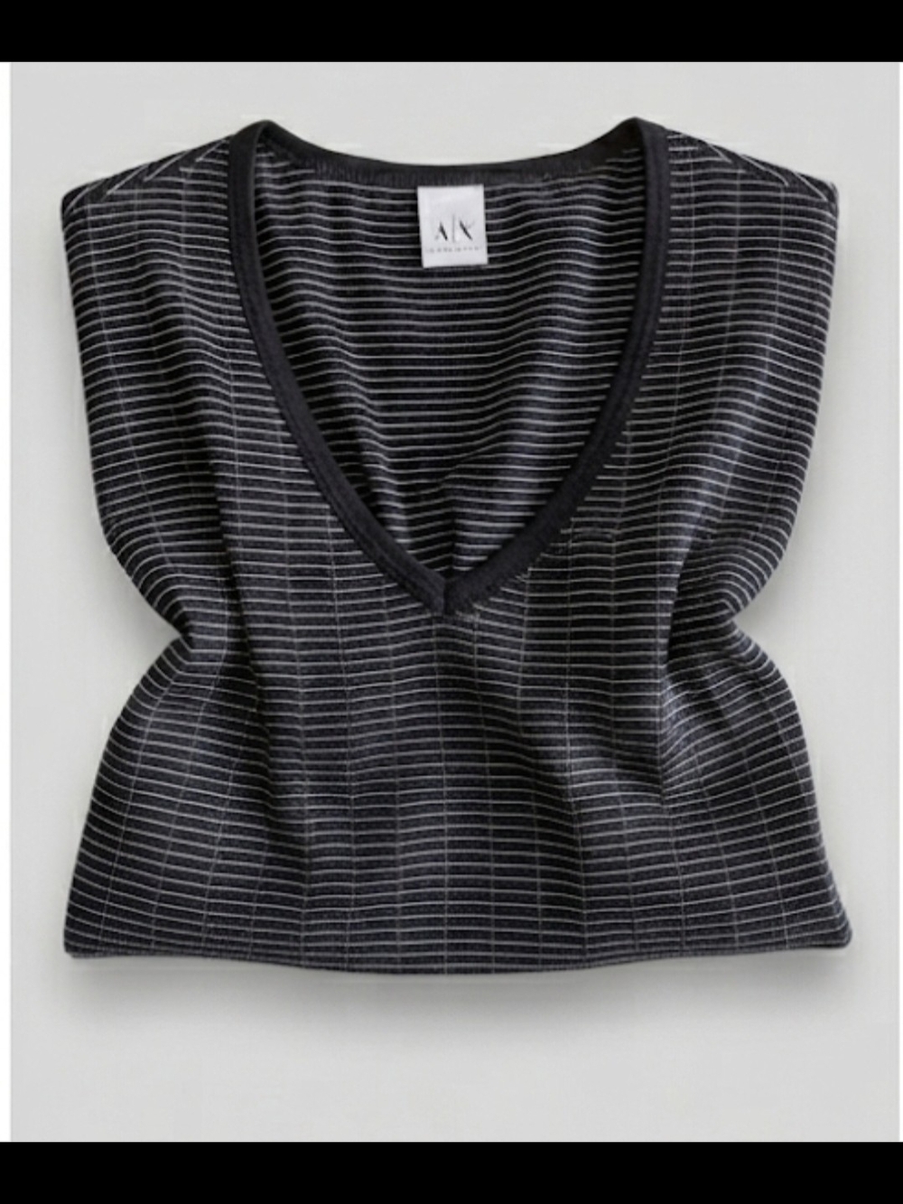 Vintage 90s Armani Exchange Black & White Striped Long Sleeve Top Size L
